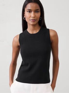 Banana Republic Black Ribbed Crewneck Tank
